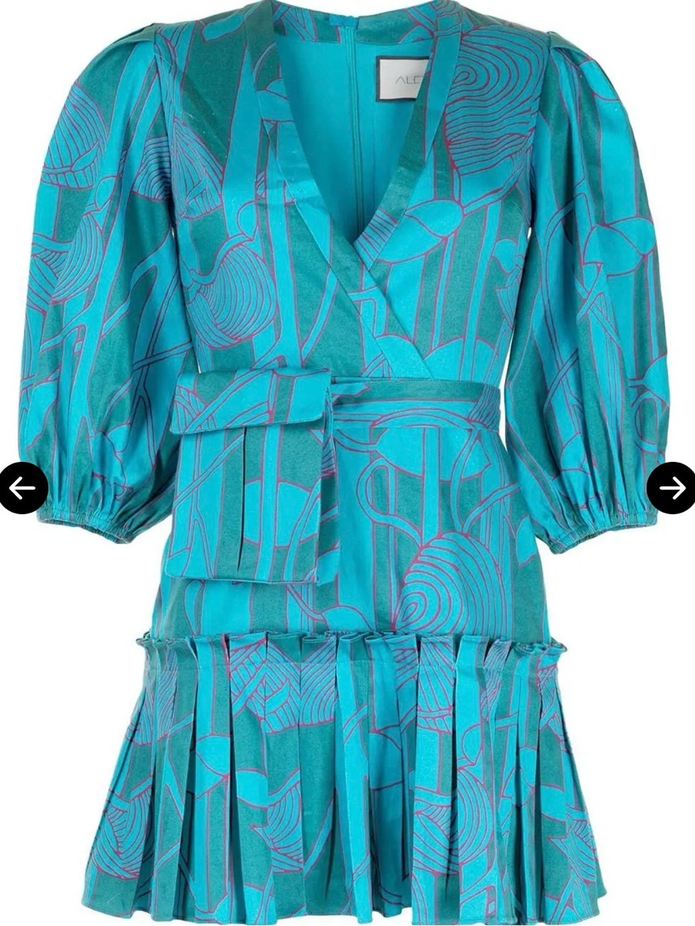 Alexis Sakura Teal Printed Mini Dress - Picture 2 of 8